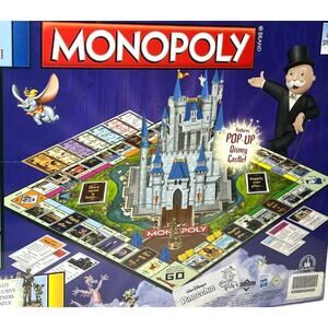 Disney World Theme Park POP UP CASTLE MONOPOLY Board Game Colletible Tokens 2010